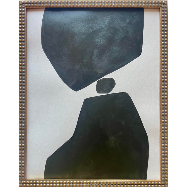 Contemporary 2025 Modern Minimalist Abstract Paintings on Paper a Set of Three by Artist r.k. Red For Sale - Image 3 of 11