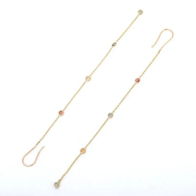 Metal Multi Sapphire Threader Earrings - 2 Pieces For Sale - Image 7 of 8