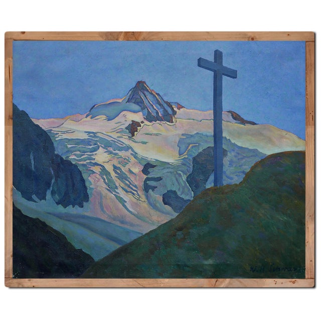 Willi Hans Schwarz, Grossglockner, Austrian Alps, 1920s, Oil Painting on Canvas, Framed For Sale - Image 15 of 15