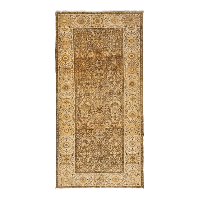 Allover Persian Malayer Wool Rug From the 1920s in Orange and Beige For Sale