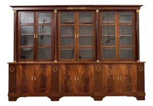 Grand French Empire Style Bronze Mahogany Bibliotheque Bookcase