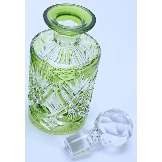 American American Brilliant Period Cut Glass-Cologne Bottle-Green Cut to Clear, c.1908 For Sale - Image 3 of 3