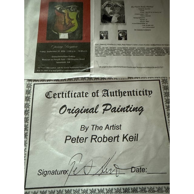 Black 1960s Early Peter Keil Abstract Portrait Paintings, a Pair For Sale - Image 8 of 8