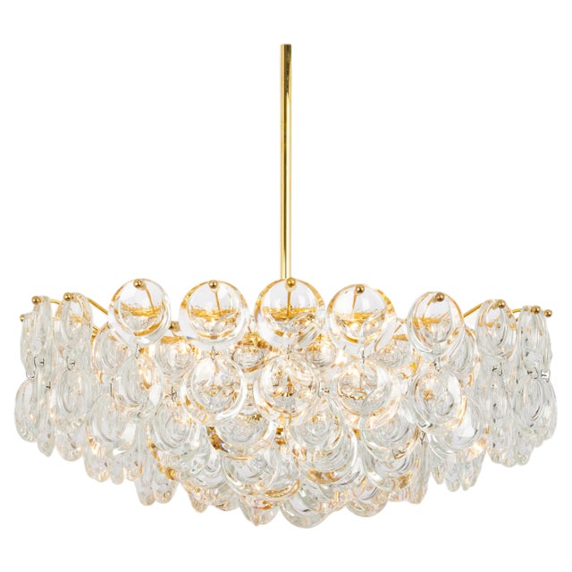 Gilt Brass Crystal Chandelier by Palwa, 1970s For Sale