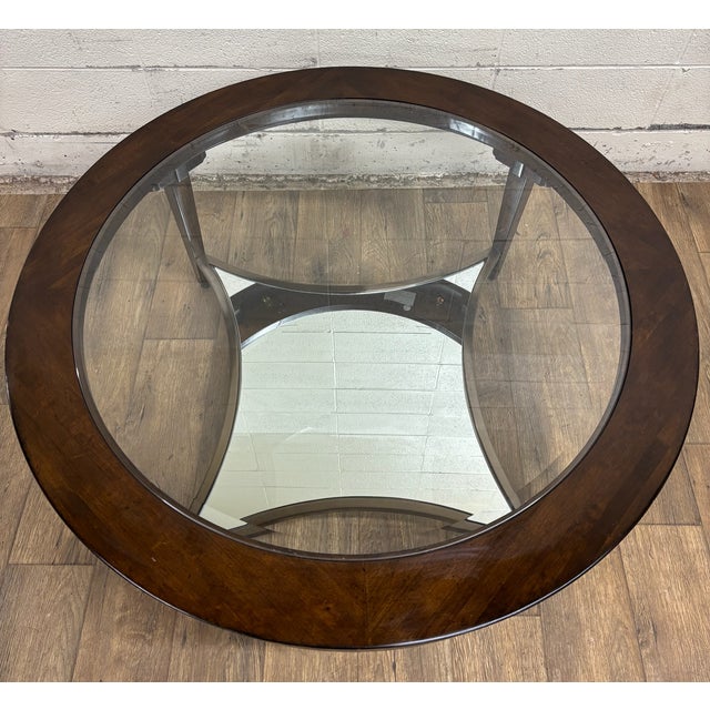 Vintage Kincaid Elise Glass Top Two Tier Oval Transitional Style Coffee Table For Sale In Kansas City - Image 6 of 13