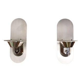 Vintage Stainless Steel Wall Lights, 1980s, Set of 2 For Sale