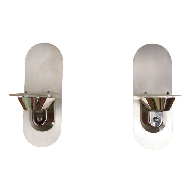 Vintage Stainless Steel Wall Lights, 1980s, Set of 2 For Sale