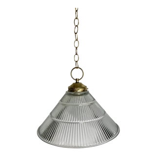 Vintage Ribbed Glass Pendant For Sale