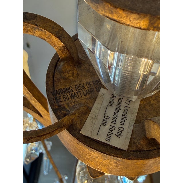 In the Style of Dennis & Leen Golden Crystal Chandelier For Sale - Image 10 of 12