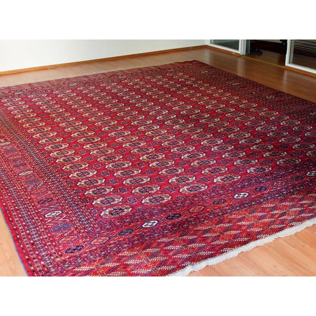 Antique Hand-Knotted Tekke Rug from Turkmenistan, 1890s For Sale - Image 10 of 18