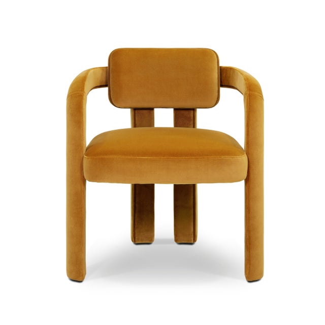 Double Arch Dining Chairs in Mustard Cotton Velvet from Insidherland, Set of 10, in New conditions. Designed from 2000...