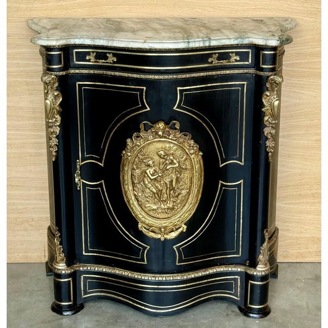 French 19th Century Napoleon III Period Cabinet with metal inlays For Sale - Image 16 of 18