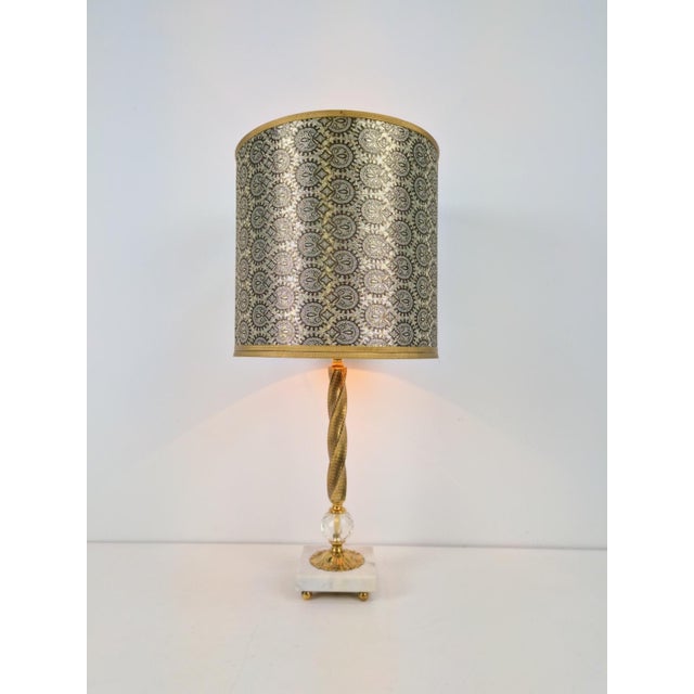 Empire Marble Crystal Brass Stem Table Lamp, 1920 For Sale - Image 10 of 10