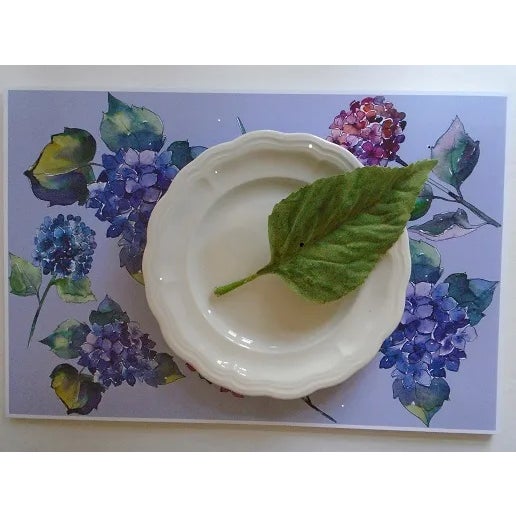 Hydrangea Paper Placemat Pad 30 Heavy Weight 12" x 18" Reusable Sheets Attractively Shrink Wrapped with Labeling on Back...