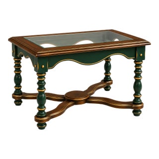 Mid 20th Century Emerald City™ Spanish Revival Accent Table With Beveled Glass & Gilded Details For Sale
