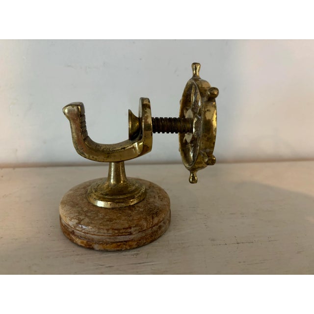 English Vintage English Brass Ship's Wheel Nutcracker For Sale - Image 3 of 8