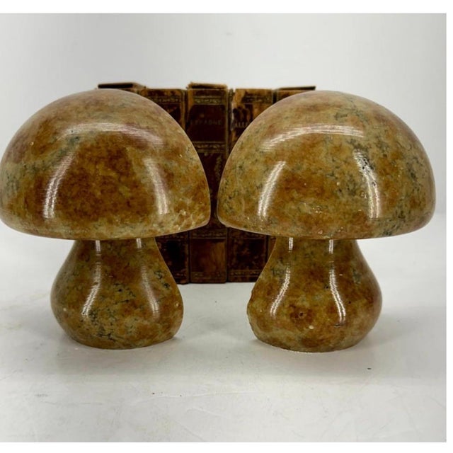 Mid 19th Century Mid-Century Mushroom Alabaster Bookends For Sale - Image 5 of 7