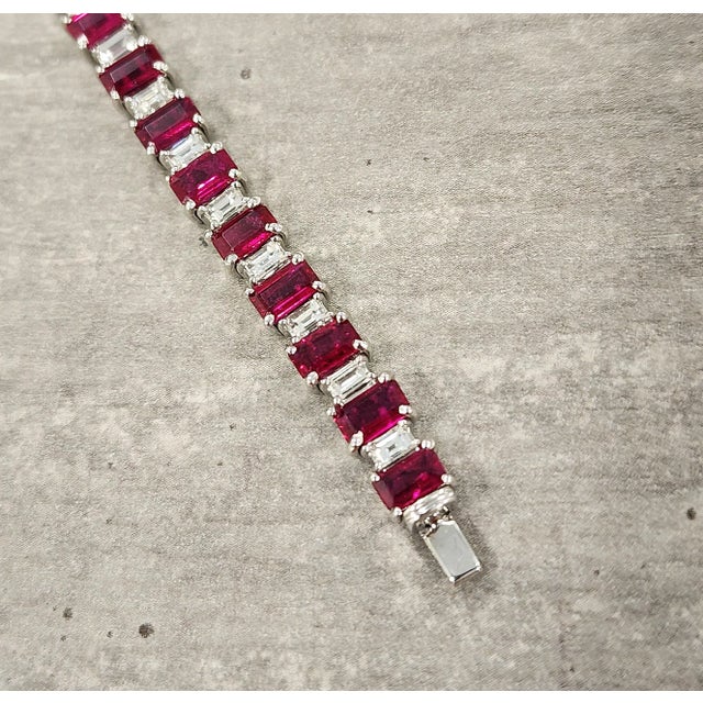 11.24 Ct Natural Burma Ruby & Diamond Bracelet For Sale In Chicago - Image 6 of 9