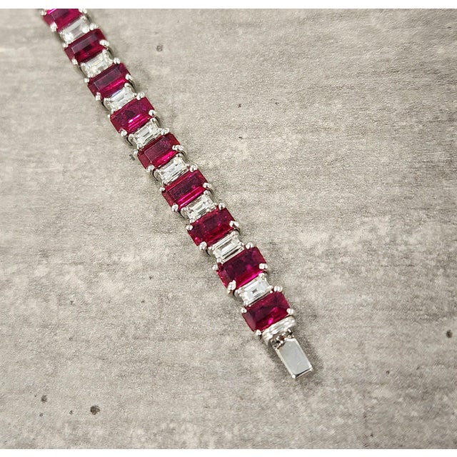 14.11 Ct Natural Burma Ruby & Diamond Bracelet For Sale In Chicago - Image 6 of 9