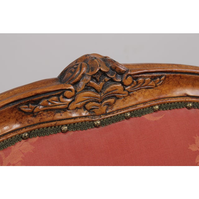 Textile Vintage French Provincial Upholstered Love Seat Settee For Sale - Image 7 of 18
