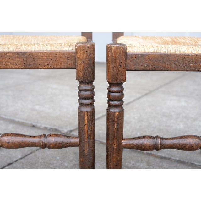 Antique English Ladder Back Rush Seat Dining Chairs - Set of 6 For Sale - Image 11 of 17