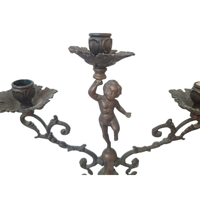 Metal Antique Late 19th Century Louis XV Bronze Candelabras, 1890s, Set of 2 For Sale - Image 7 of 8