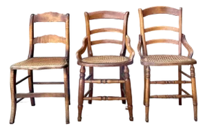 Vintage Collection of Cane Seat Chairs - Set of 3