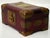 An ornate Mid-20th Century Chinese jewelry casket crafted from dark rosewood (or mahogany) with a rich red finish. The lid...