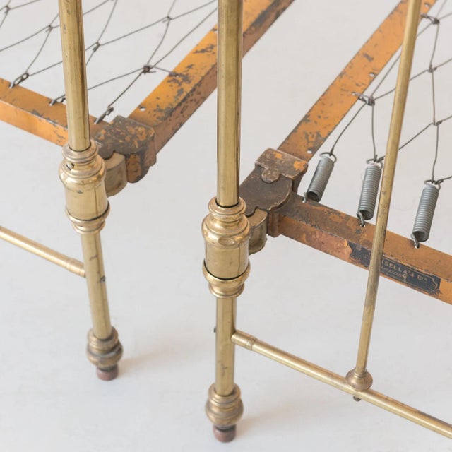 Gold Antique Edwardian Brass Twin Beds, 1890s, Set of 2 For Sale - Image 8 of 18