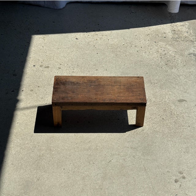 Small Antique Rectangular Four-Legged Teak Bench, Indonesia, 1980s For Sale - Image 13 of 18