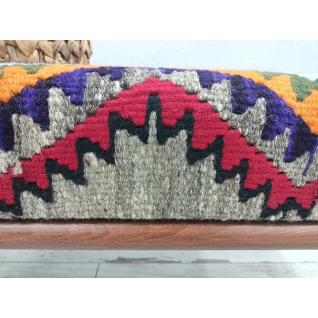 Mid-Century Modern Handmade Kilim Rug Upholstered Piano Bench For Sale - Image 3 of 10