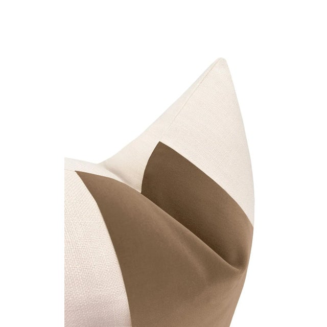 20" Nutmeg Designer Velvet Panel + Linen Pillows - A Pair For Sale - Image 4 of 4