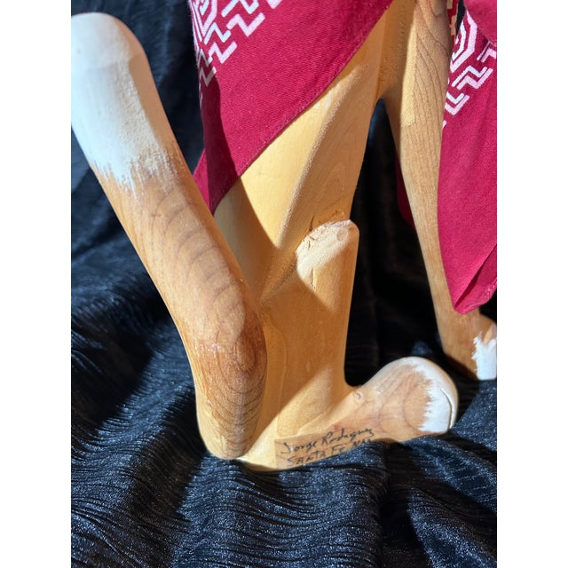 Wood Vintage Folk Art Howling Coyote Wood Carving by Jorge Rodriguez Santa Fe For Sale - Image 7 of 9