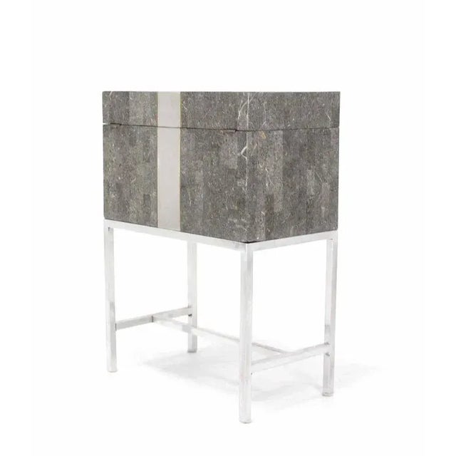 Mid 20th Century Mid Century Modern Maitland Smith Tessellated Stone Chest Small Trunk on Base For Sale - Image 5 of 8