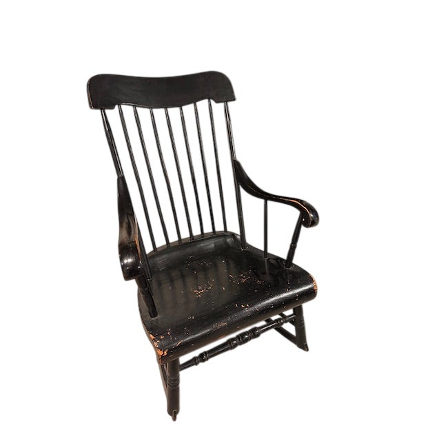 Antique Black Rocking Chair, 19th Century For Sale - Image 4 of 10