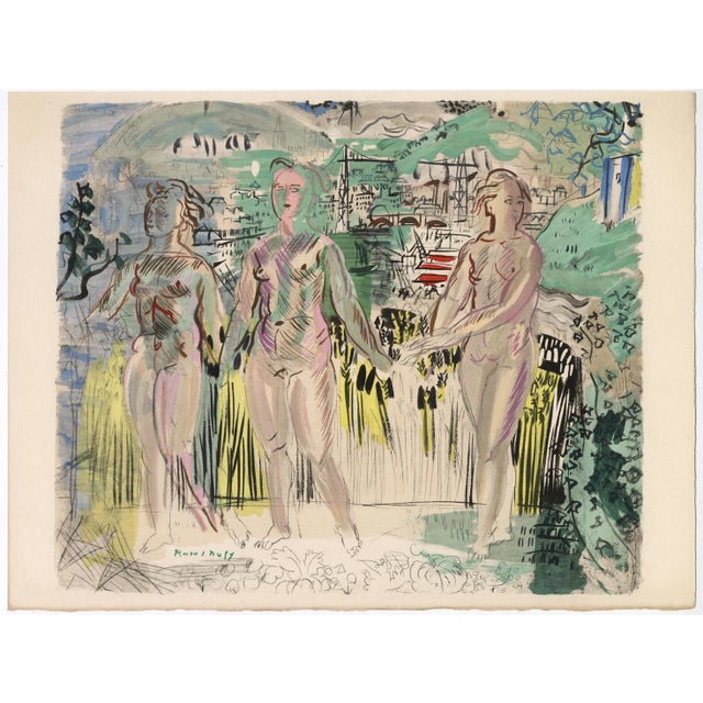 Modern "Les Trois Graces" Vintage Raoul Dufy Lithograph C. 1954 For Sale - Image 3 of 3