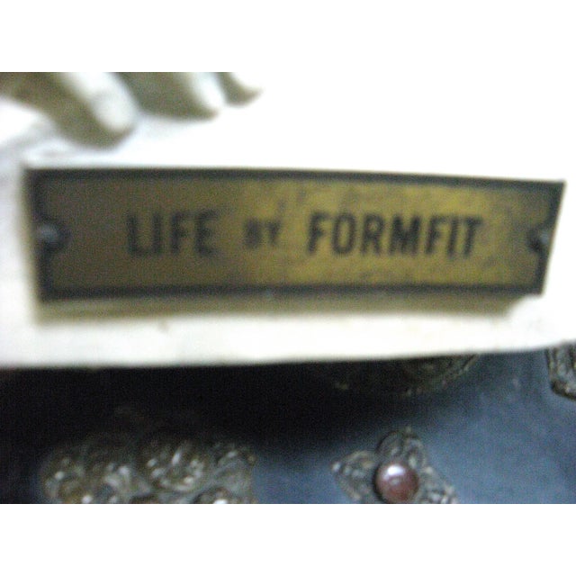 Art Deco Vintage 1920s Art Deco Goddess Statue Advertising “Formfit” Large, White With Signage Attached For Sale - Image 3 of 4