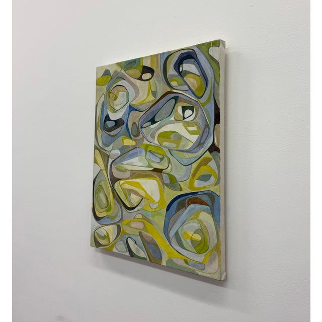 Contemporary Biomorphic Signed Abstract Painting on Canvas For Sale In West Palm - Image 6 of 6