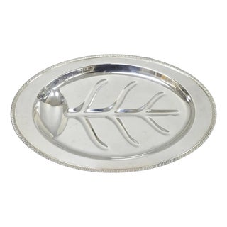 Vintage Oneida Silver Plated Regency Oval Meat Cutlery Serving Platter Tray For Sale