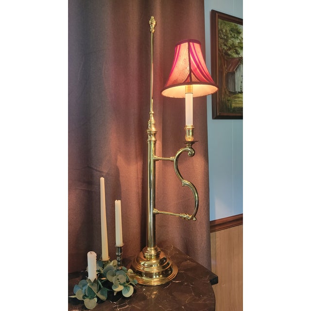 English Vintage Wildwood Solid Brass Table Lamp | Traditional Designer Lighting | Ralph Lauren Inspired For Sale - Image 3 of 10