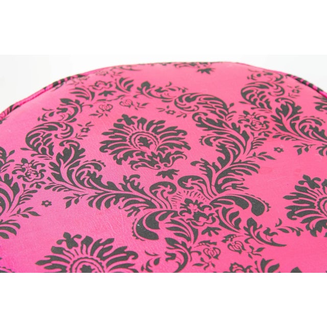 Vintage Upholstered Moroccan Stool in Hot Fuchsia Color For Sale - Image 4 of 12