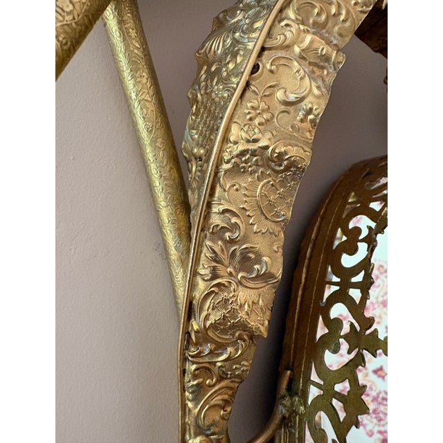 Mid 20th Century Vintage Art Deco Gilted Metal “Sleeping Beauty” Floral Mirror in the Style of Claude Lalanne For Sale - Image 5 of 9