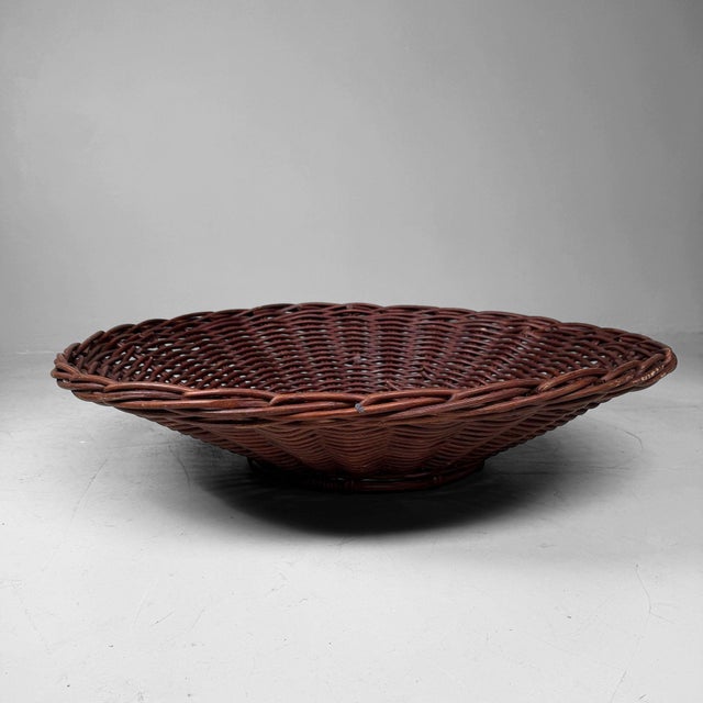 Large Japanese Handwoven Rattan Basket Bowl, 1960s-1970s For Sale - Image 9 of 15