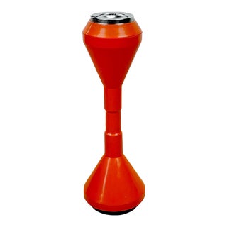 Vintage Italian Space Age Atomic Orange Smoking Stand Ashtray For Sale