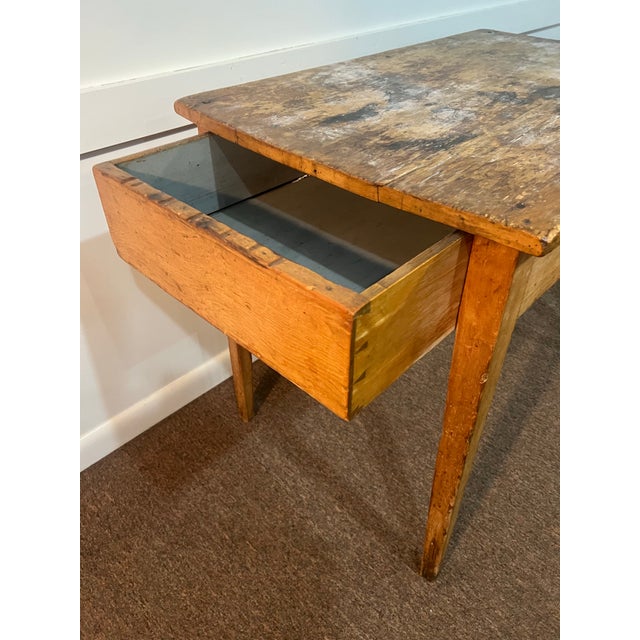 Brown Late 18th Century Primitive Farmhouse Tavern Utility Table With Drawer For Sale - Image 8 of 9