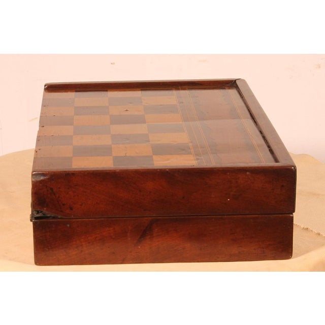 Brown 19th Century Games Box in Walnut and Boxwood For Sale - Image 8 of 10