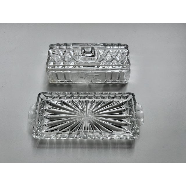 Vintage Federal Glass Co. Style Covered Cut Glass Butter Dish For Sale - Image 12 of 17