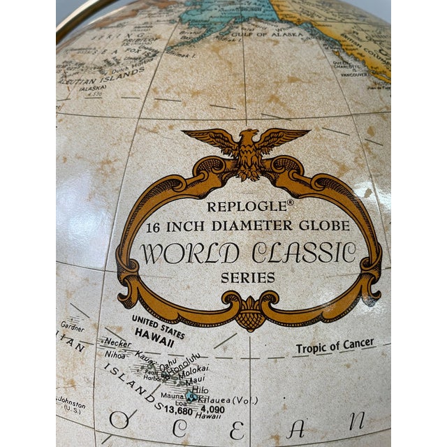 Extremely Rare Cantilevered Style Teak & Brass World Globe For Sale - Image 16 of 18