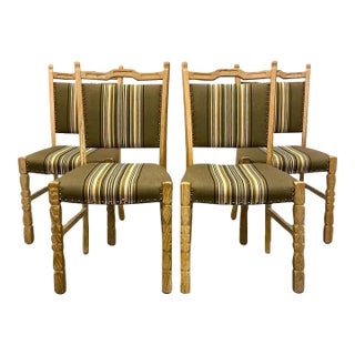 4 Danish Mid Century Oak Dining Chairs For Sale