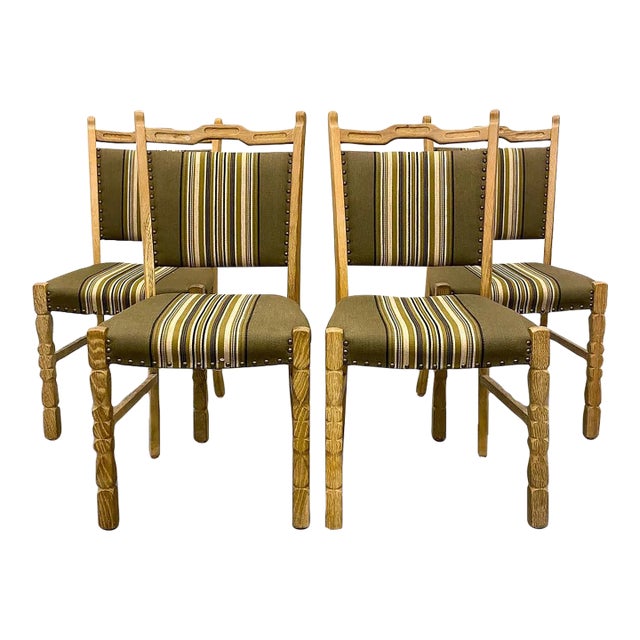4 Danish Mid Century Oak Dining Chairs For Sale